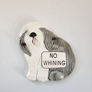 Vintage Smokey Mountain Pottery Old English Sheepdog Ceramic Wall Decor Art Dogs